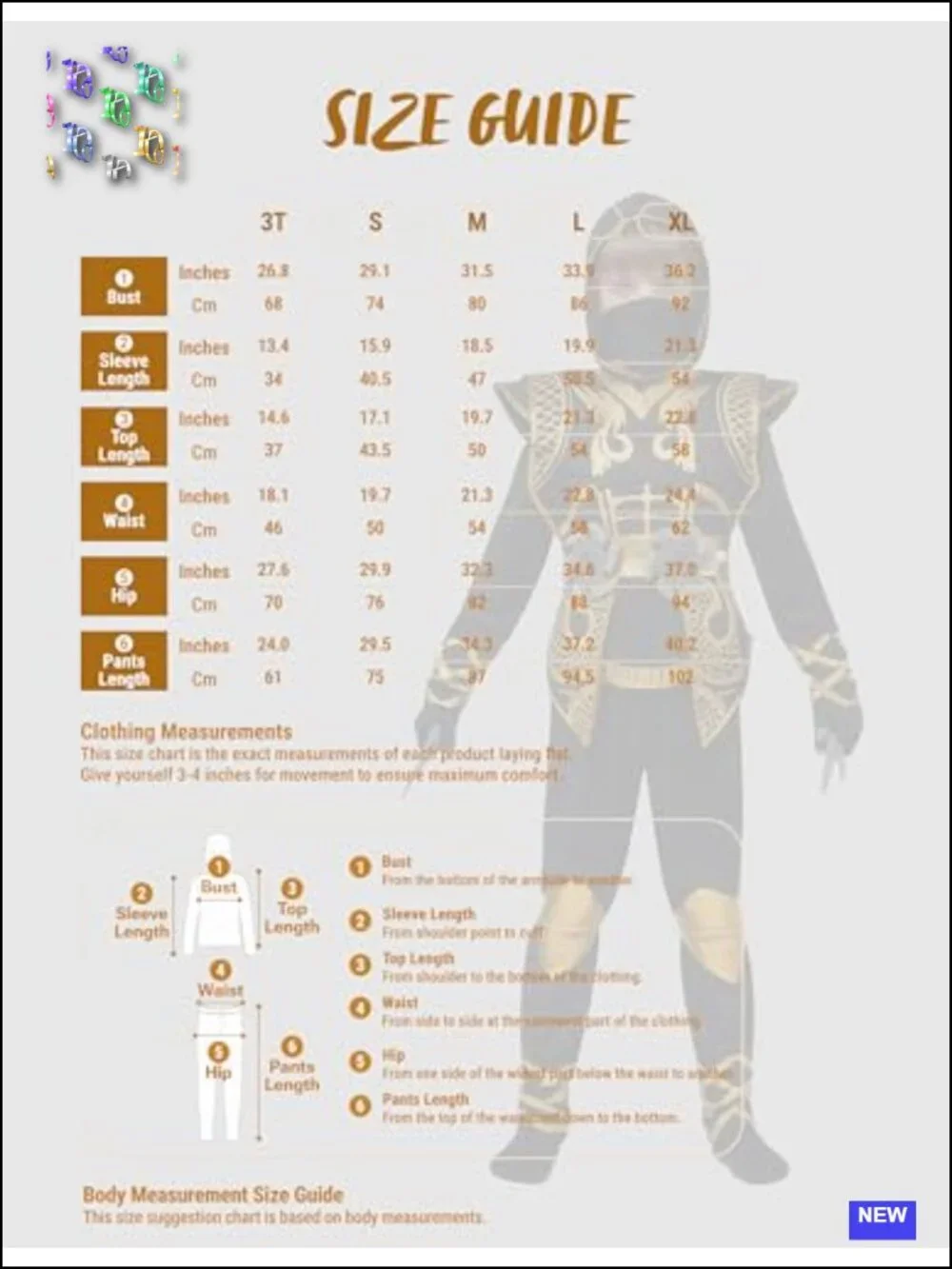 Golden Ninja Costume Set for Boys, Jumpsuit with Foam Accessories, Halloween